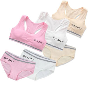 Wholesale Cotton Custom Teen Children Training Underwear Set Girls' Wrap Style Cotton Training Bra with Elastic Strap