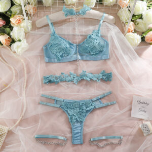 High Quality Embroidary Lingerie Sets Sex Underwear For Women Valentine's Day Lace Bra Set