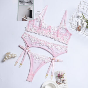 Stock Wholesale Embroidery Lace Sexy Lingerie Sex Bras For Women Bra Brief Sets