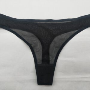 Black seamless bonded sexy mesh glue string thong