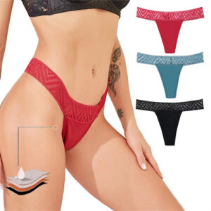 Ladies Lace Thongs Briefs Leak Proof Physiological Period Panties 4 Layers T Back Solid G String Women Period Underwear