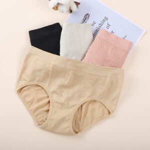 High elasticity seamless cotton file breathable mid-waist hip-lifting panties