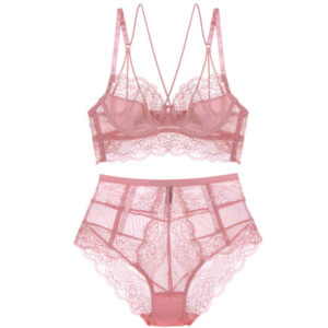 Thin lace halter underwear high waist panties bra set