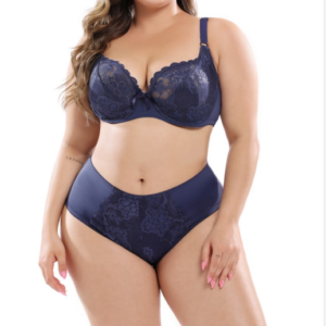 Plus Size Women's Lace Bra and Panty Set