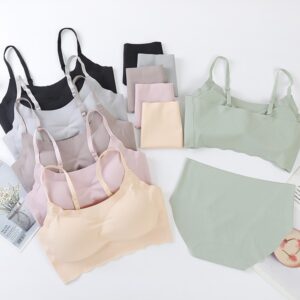 Seamless underwear Ice silk without underwire solid color one-piece sports bra