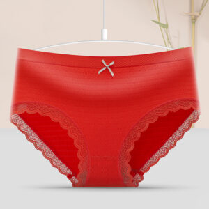 Seamless underwear lace mid-waist cotton undergirly briefs for women