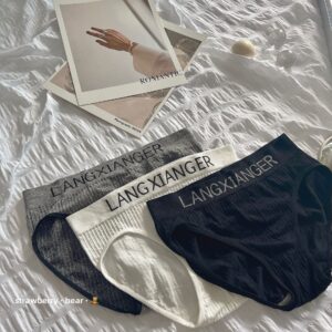 Japanese letter-waist comfortable mid-waist seamless high spring vertical stripe briefs for women