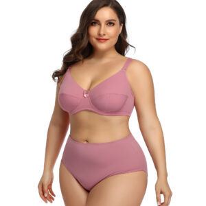 Plus size bra set Europe and the United States ultra-thin sexy underwear comfortable breathable large cup smooth bra