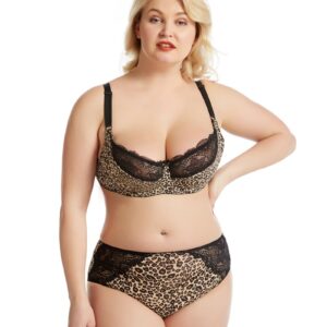 New lace leopard print sexy thin plus size bra set