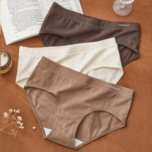 Japanese women's underwear all pure cotton anti-bacterial breathable simple mid-waist girls briefs