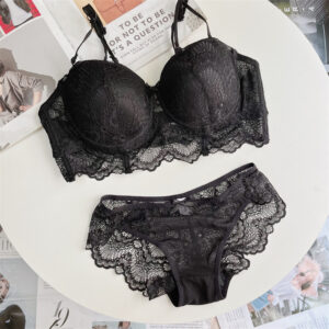 French halter top top sexy lace no underwire push-up bra set