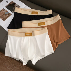 New pure cotton simple men's underwear trendy waist solid color boxer briefs mid-waist breathable boxer briefs