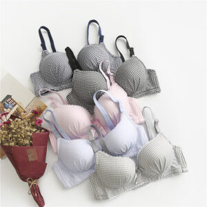 Thin Lace Plaid Girls Bra