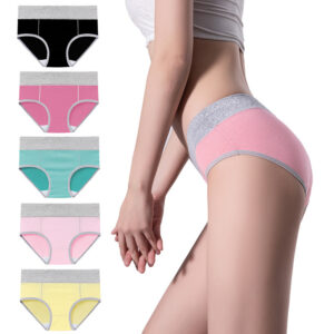 Large size color matching underwear high waist women's briefs hip lifting cotton underwear