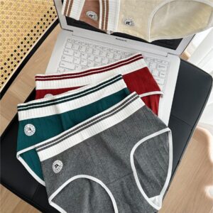Pure cotton contrasting color comfortable mid-waist women's underwear