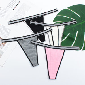 One piece cotton women's thong stretch breathable underwear