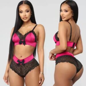 Seamless Womens Back Closure Polyester Push Up Bra Flower Patterns Lace Briefs Bra Set High Quality Lingerie Set