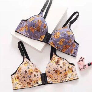 Fashion Hot-selling Printed Bra Front Button Underwear Plus Size Gathering Shock-proof Bra Ladies