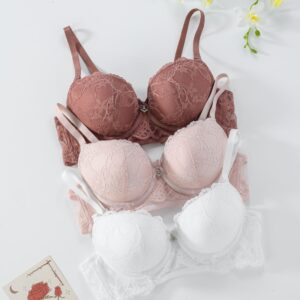 High Quality Women Sexy Bra Full Lace Bra Beautiful Shoulder Straps Padded Bralete for Ladies Adults Knitted Plain Dyed