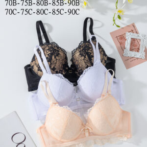 High quality young girls sexy bra Solid Bra Metal v-shape Decor nylon spandex For Lady