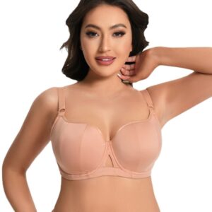 Brassiee Skin Friendly Anti-sagging Push-up Four Hook-and- eye Mesh Design Plus Size Wireless Bra For Women