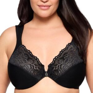 Ladymate ODM/OEM Woman Floral Lace Sexy Underwire Front Closure Bras Full Coverage Minimizer Bras Plus Size Bras for Women