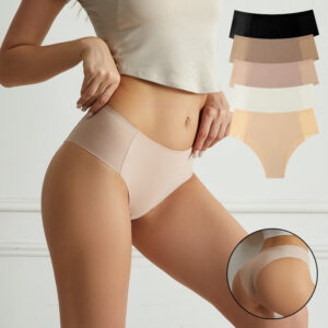 Non-marking Ice Silk Underpants Women's Large Mid-waist Cotton Crotch Breathable
