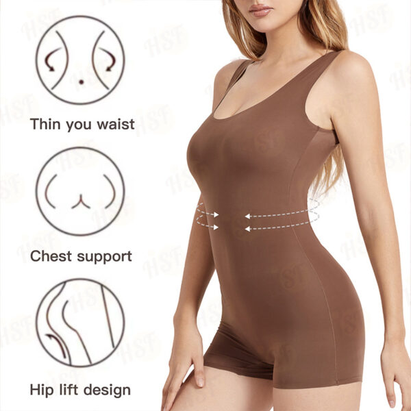 Women's Sport Fitness Shapewear Full Body Bodysuit Tummy Control Butt Lifter Waist Trainer-Slimming Yoga Seamless Spandex