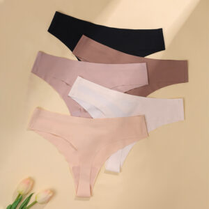 Wholesale S M L XL LOGO Custom Breathable Traceless Ice Silk Comfortable Soft Good Quality Seamless Mid Waist Panties for Woman